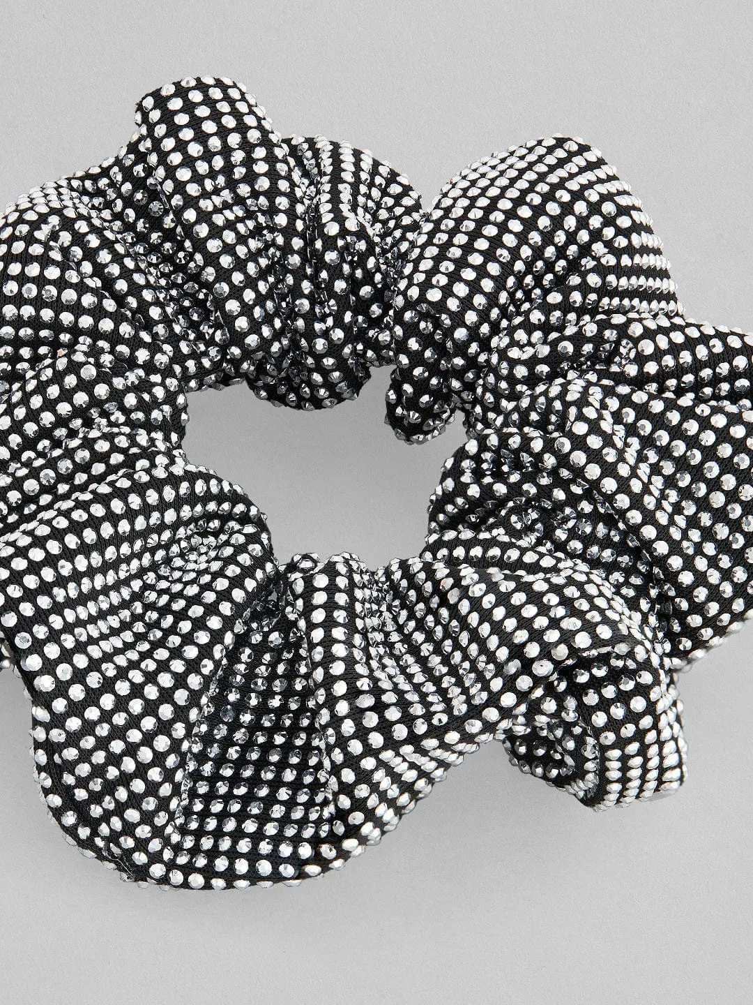 Rubans Women Black & White Glitters Embellished Ponytail Holders