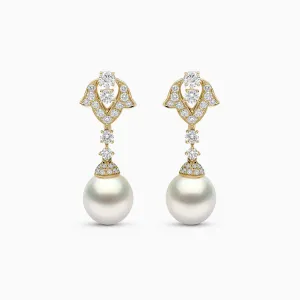 Sahara 18K Gold South Sea Pearl Diamond Earrings