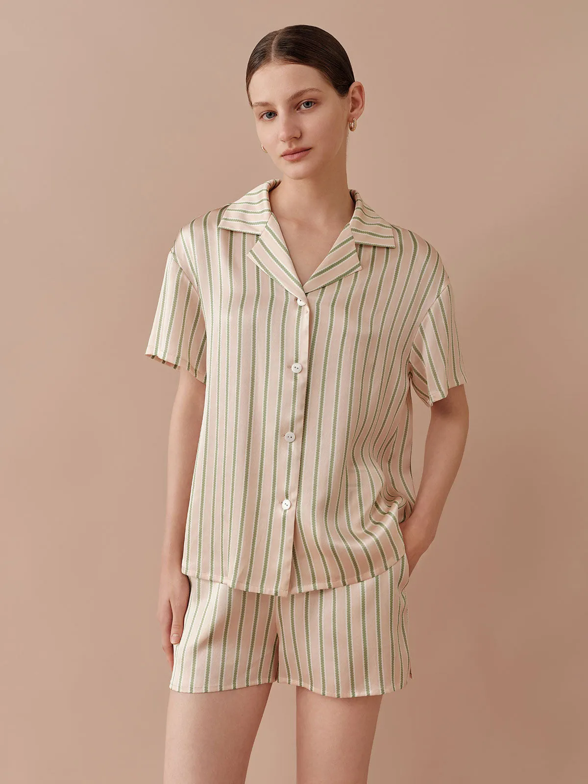 SILKINC Classic Striped Color Clash Short Pajama Set