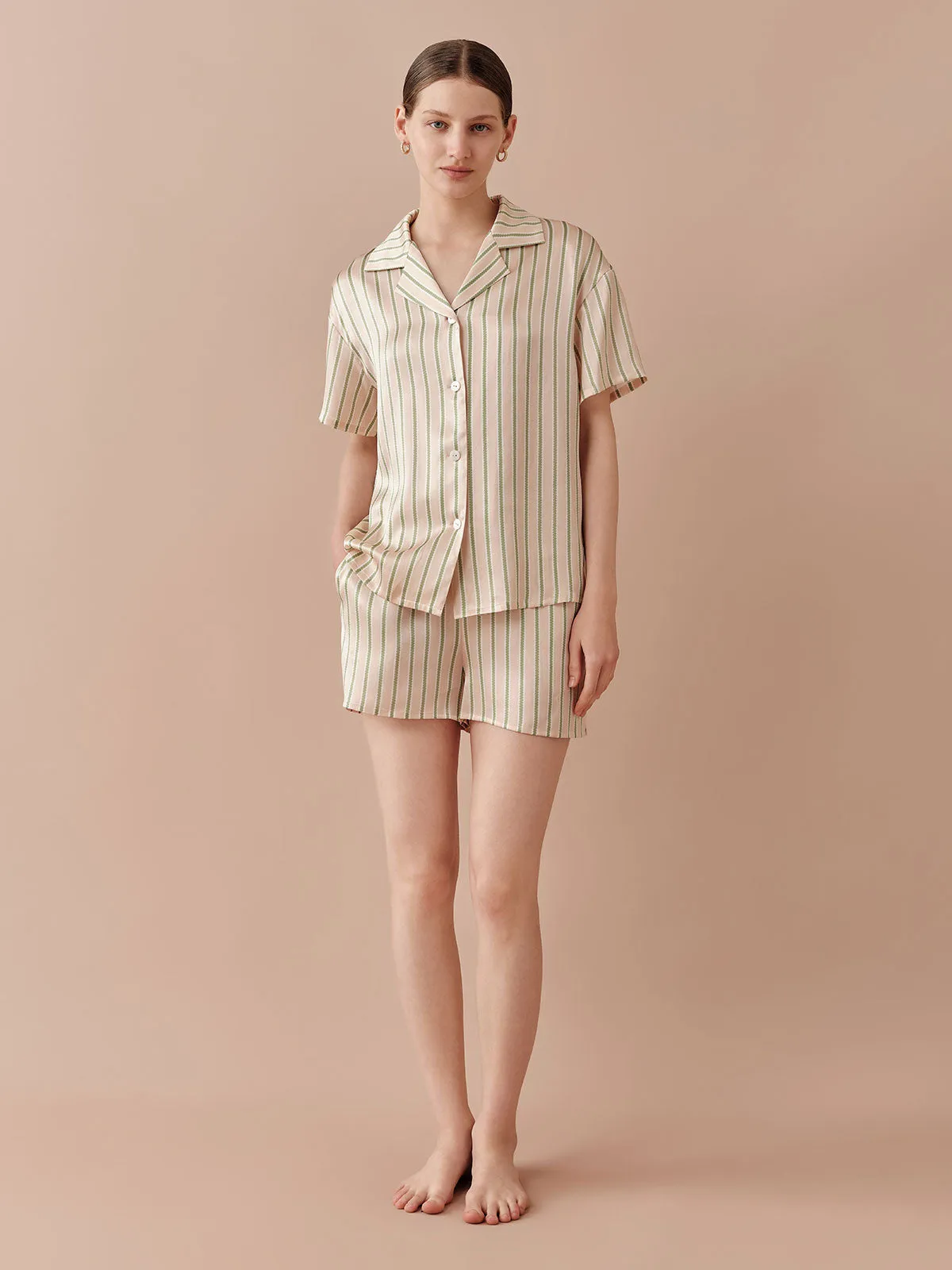 SILKINC Classic Striped Color Clash Short Pajama Set