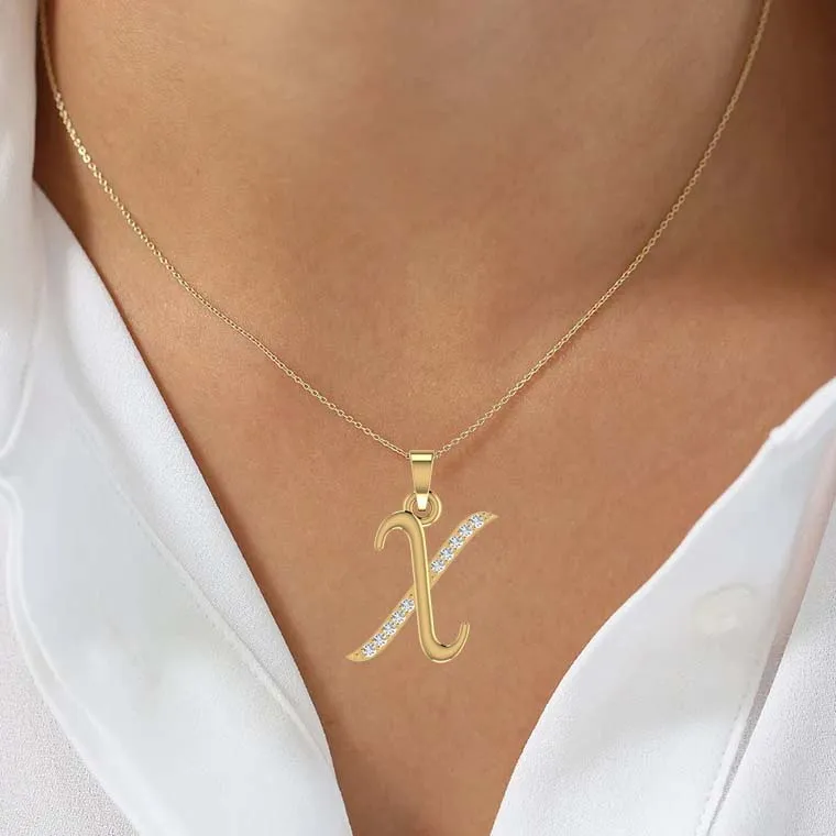 Silver Letter Pendant Necklace