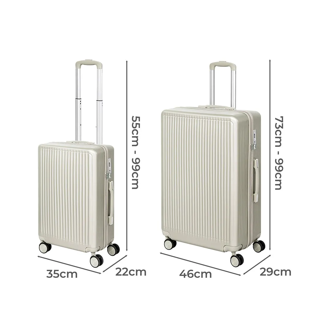 Slimbridge Luggage Suitcase Trolley White 2pc 20" 28"