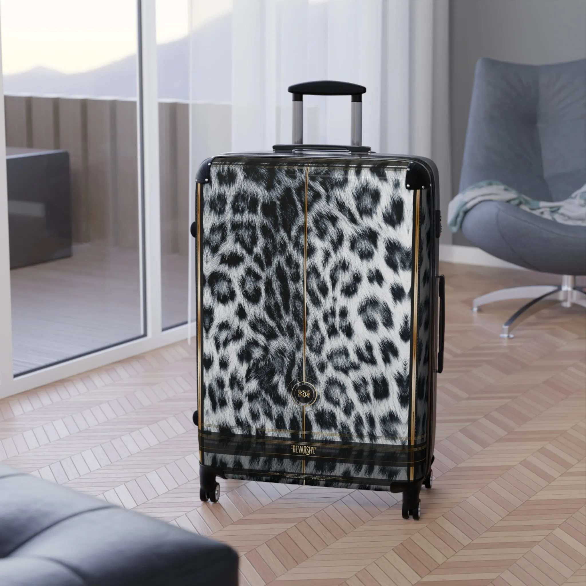 Snow Leopard Print Suitcase Carry-on Suitcase Leopard Print Luggage Animal Print Suitcase in 3 Sizes | D20166