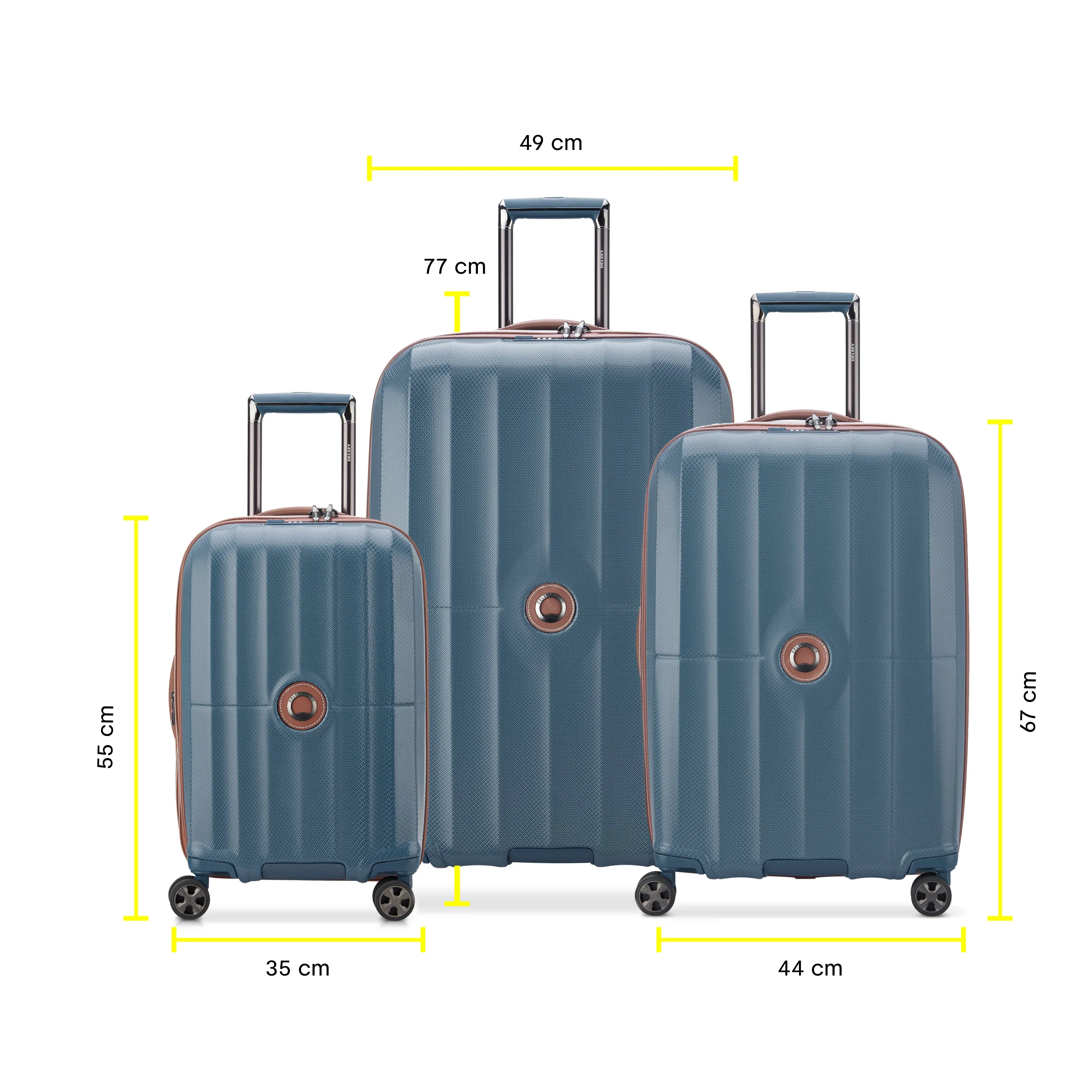 ST TROPEZ - Set 3 Expandable Suitcases (L-77cm) (M-67cm) (S-55cm)