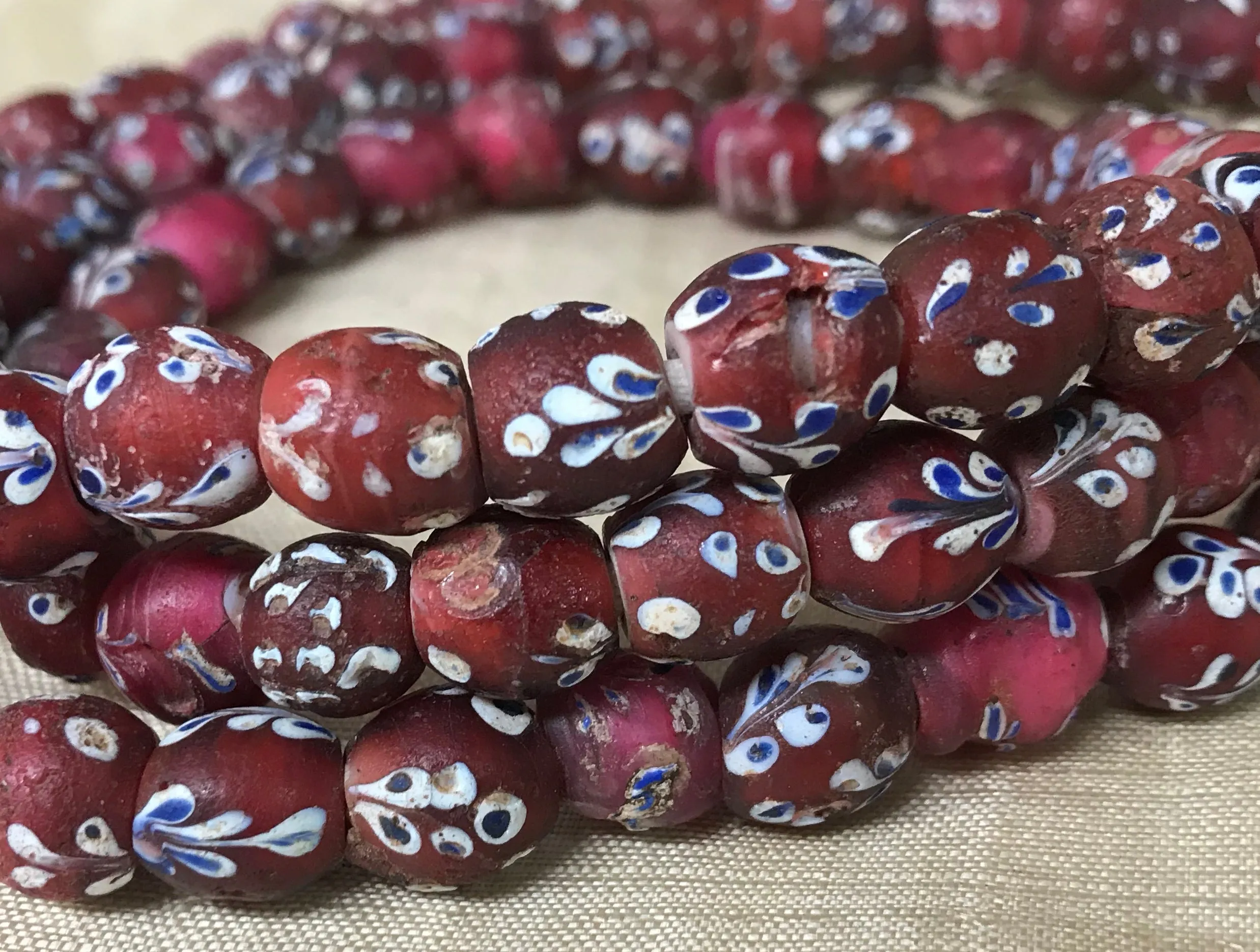 Strand of Fancy Flower Venetian Glass Beads!