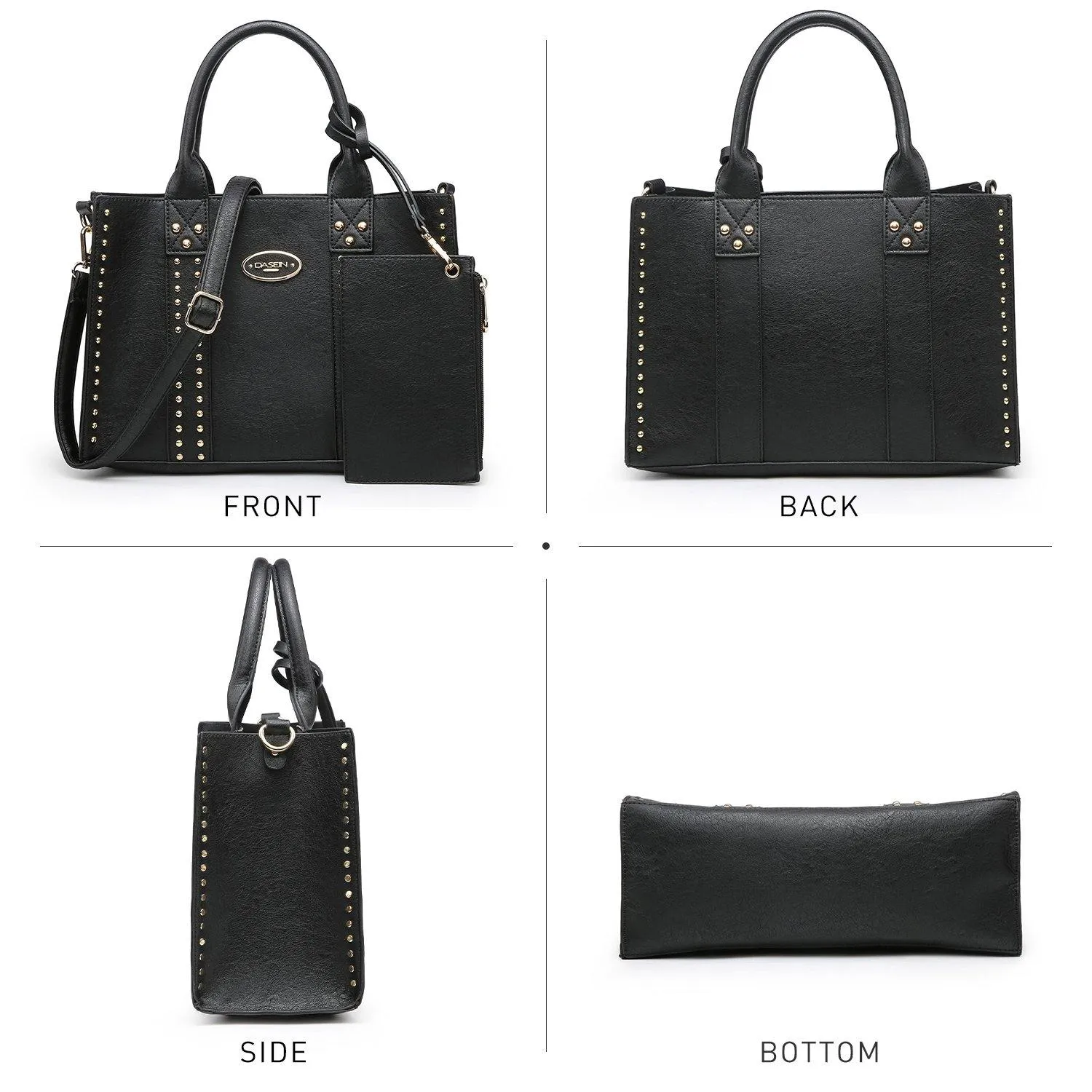 Studded 3-in-1 Top Handle Tote Handbag l Dasein