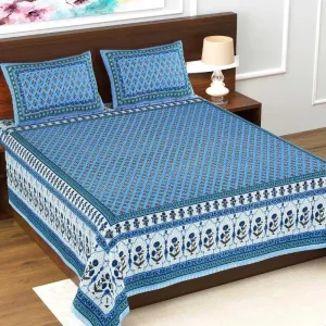 Sukhvi Printed Bedsheet - Blue