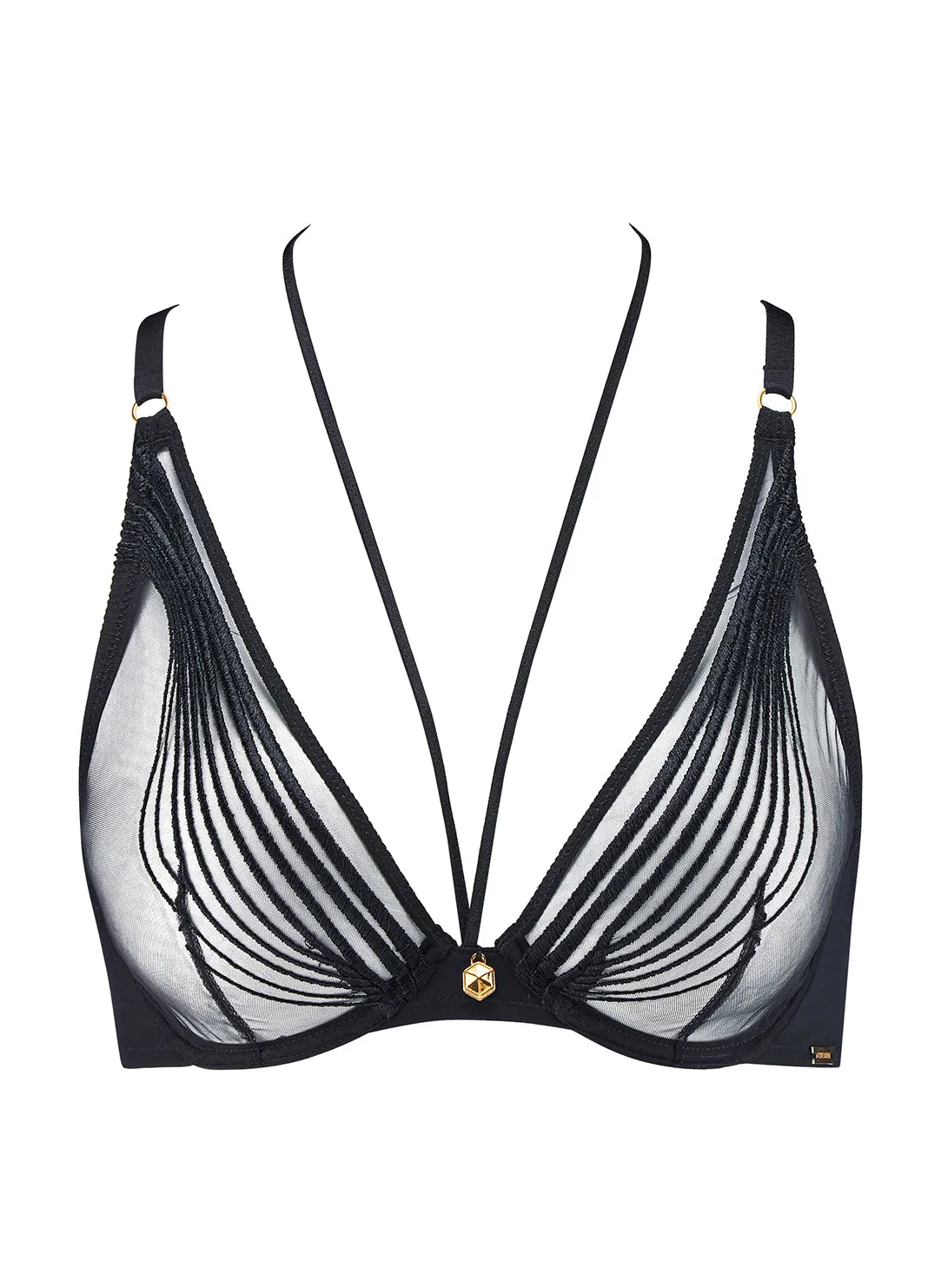 Sumptuous Waves Smoky Attraction Triangle Plunge Bra