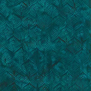 Sunset Plumes Batiks - Feathers Dark Teal Yardage