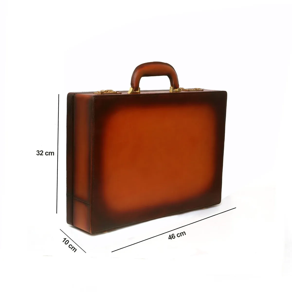 Tan hand painted office briefcase in hard case with number lock system