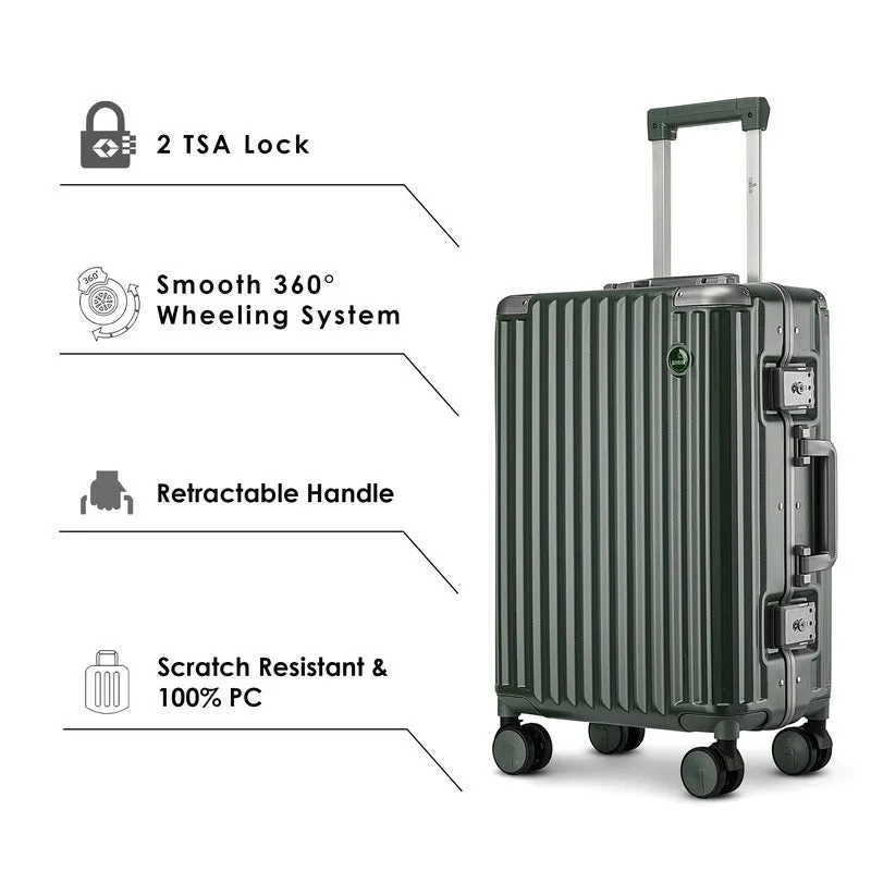 THE CLOWNFISH Combo of 2 Stark Series Luggage Polycarbonate Hard Case Suitcases Eight Wheel Trolley Bags with Double TSA Locks- Forest Green (Medium 67 cm-26 inch, Small 57 cm-22 inch)