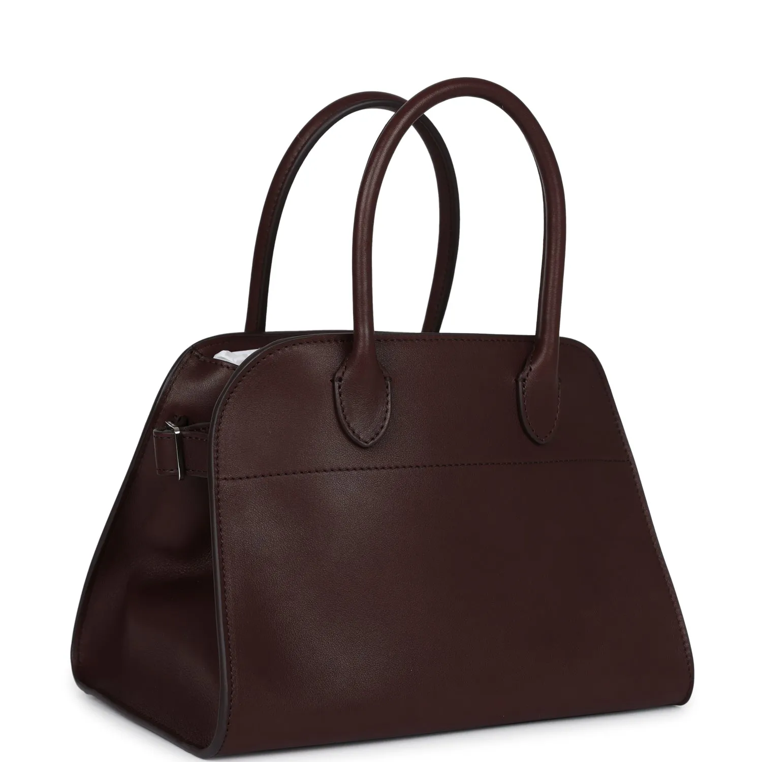 The Row Soft Margaux 10 Bag Dark Brown Saddle Leather Silver Hardware