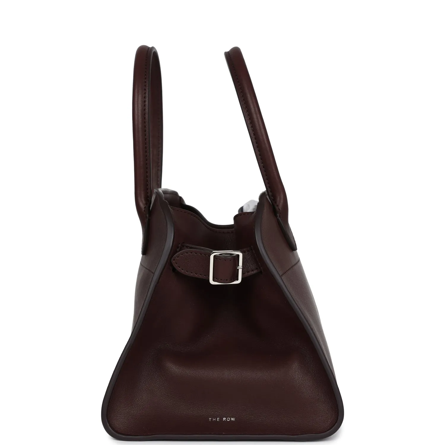 The Row Soft Margaux 10 Bag Dark Brown Saddle Leather Silver Hardware