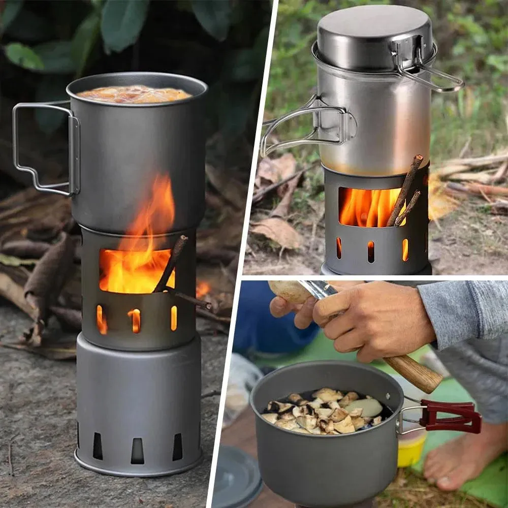 Ti Folding Camping Stove Portable Wood Burning Stove  Backpacking Stove for Outdoor Hiking Travel