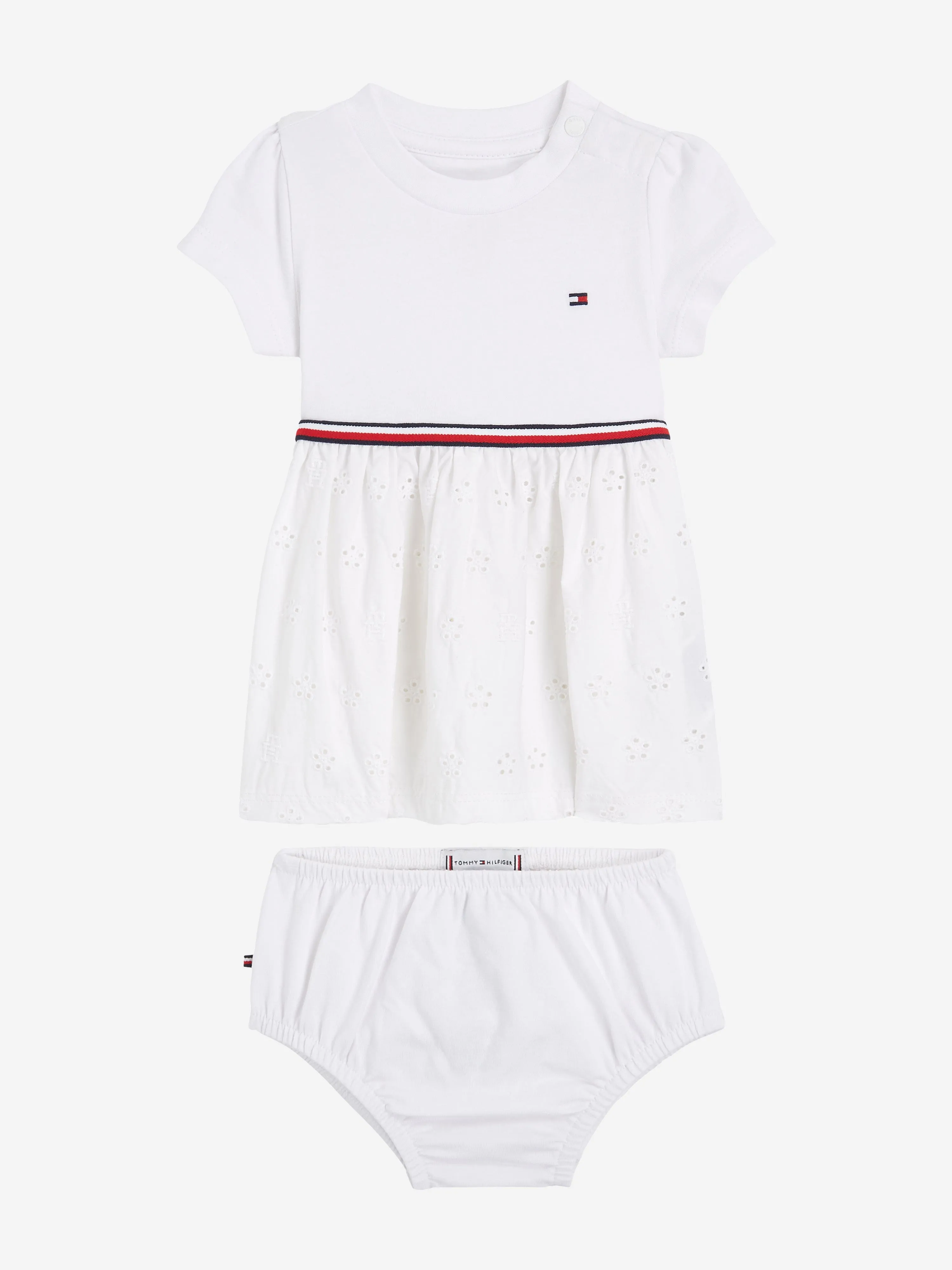 Tommy Hilfiger Baby Girls Broderie Combi Dress in White