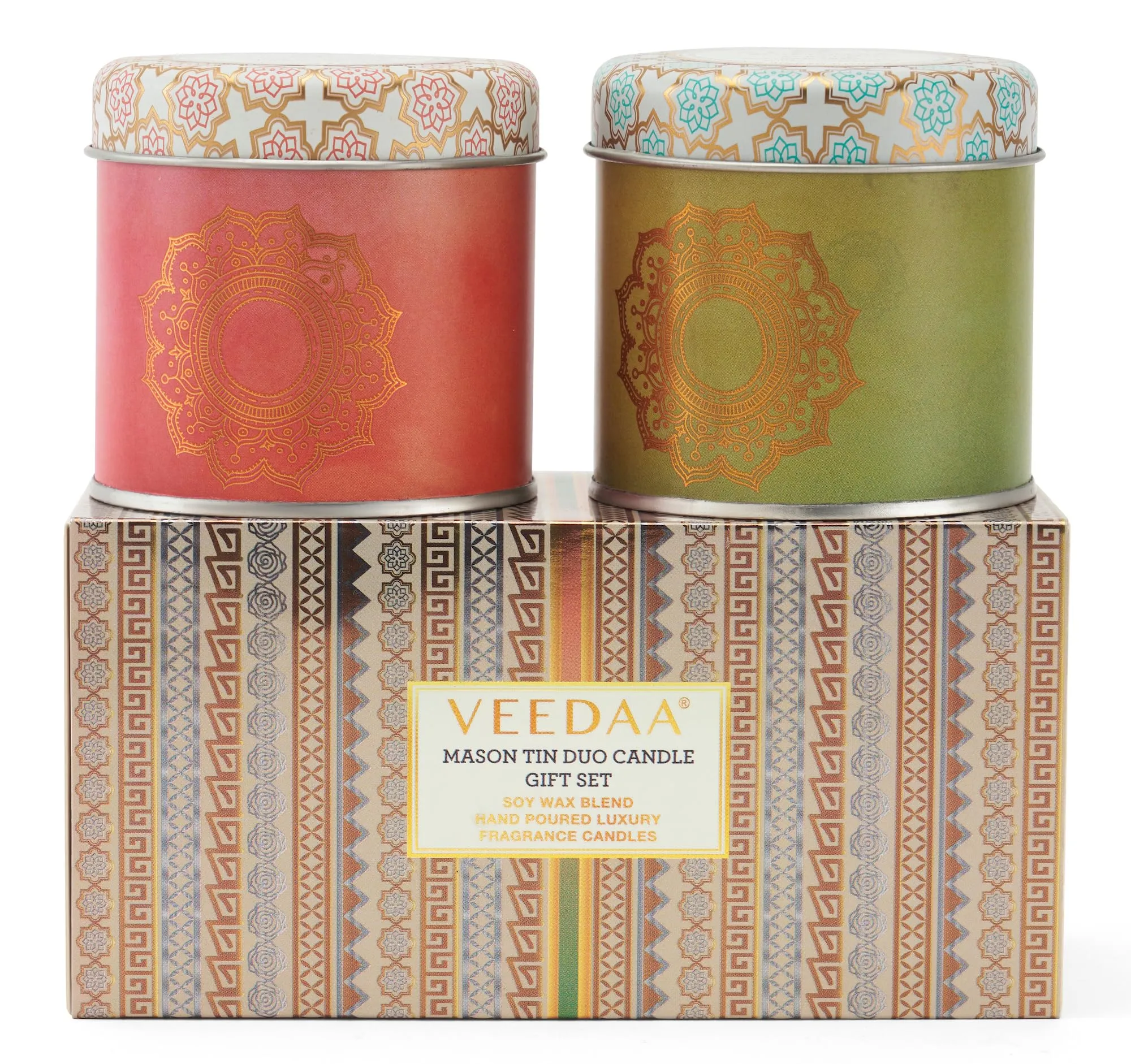 VEEDAA Scented Candles Duo Gift Set 600 gms | Blue Island Water and Himalayan Cedar & Patchouli | 300 gm Each, Soy Wax Eco Friendly