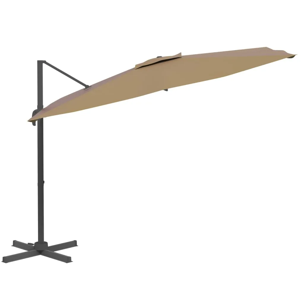 vidaXL Cantilever Garden Parasol with Aluminium Pole Taupe 400x300 cm