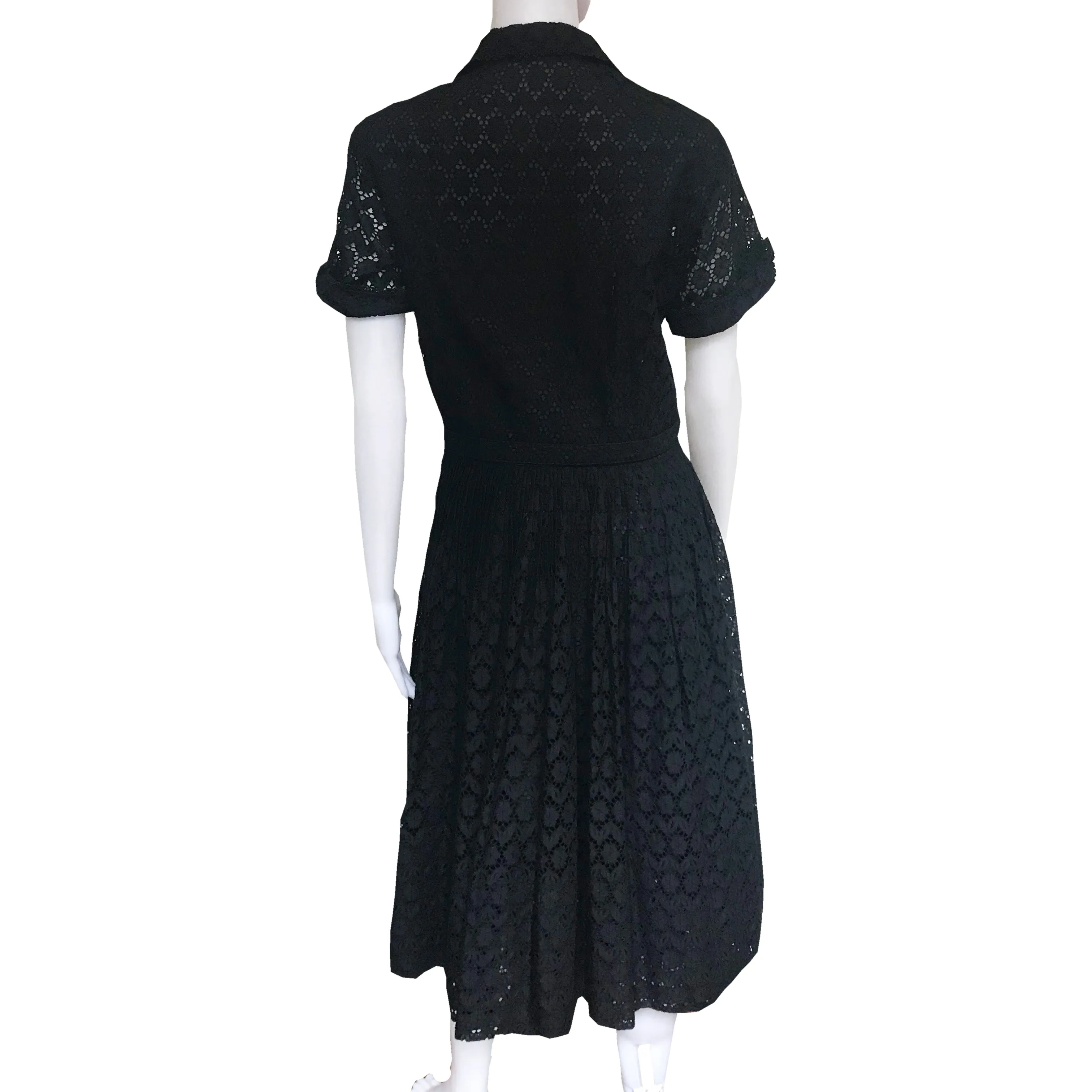 Vintage 1950s Aywon Originals Lace Eyelet Belted Dress