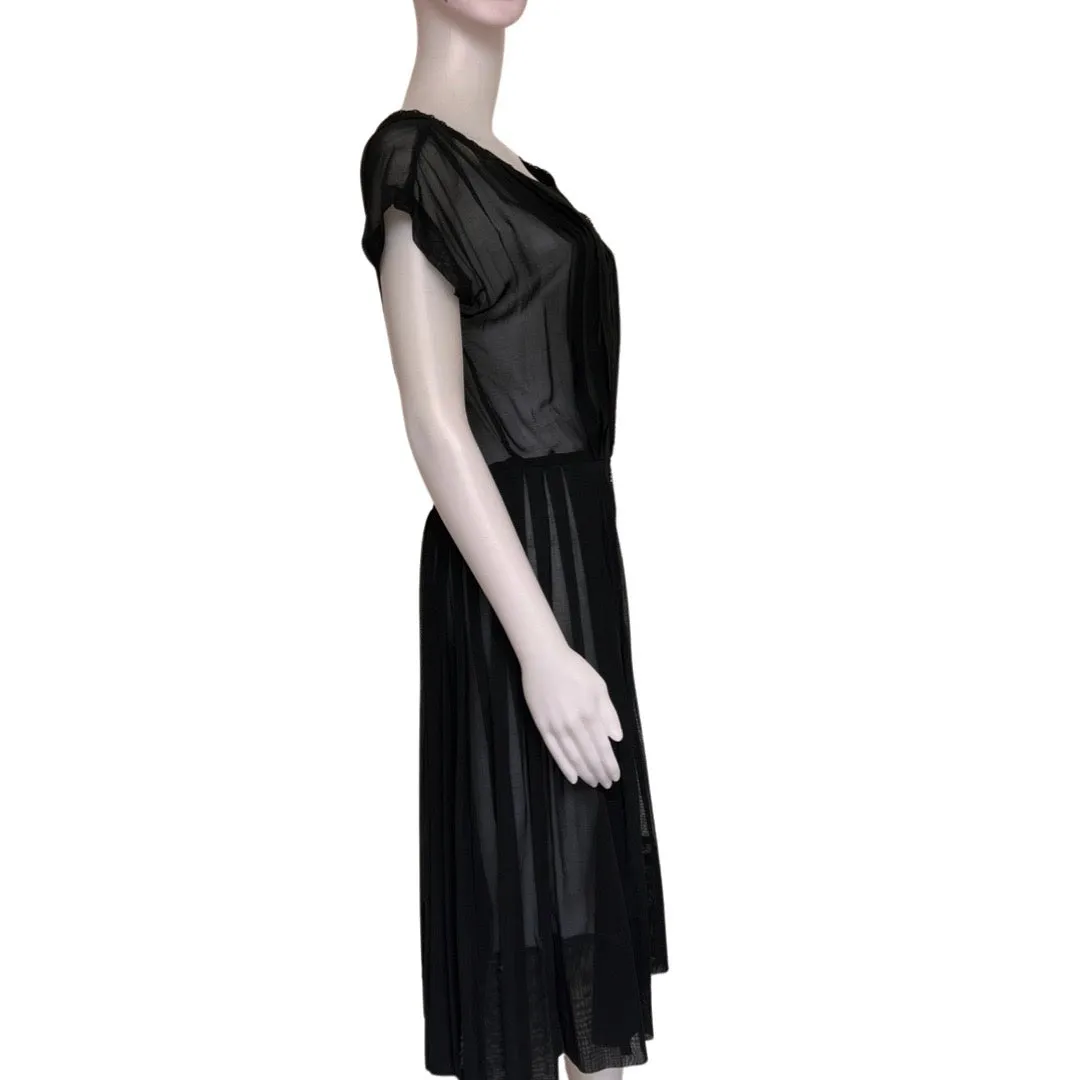 Vintage 1950s R&K Originals Pleated Black Dress