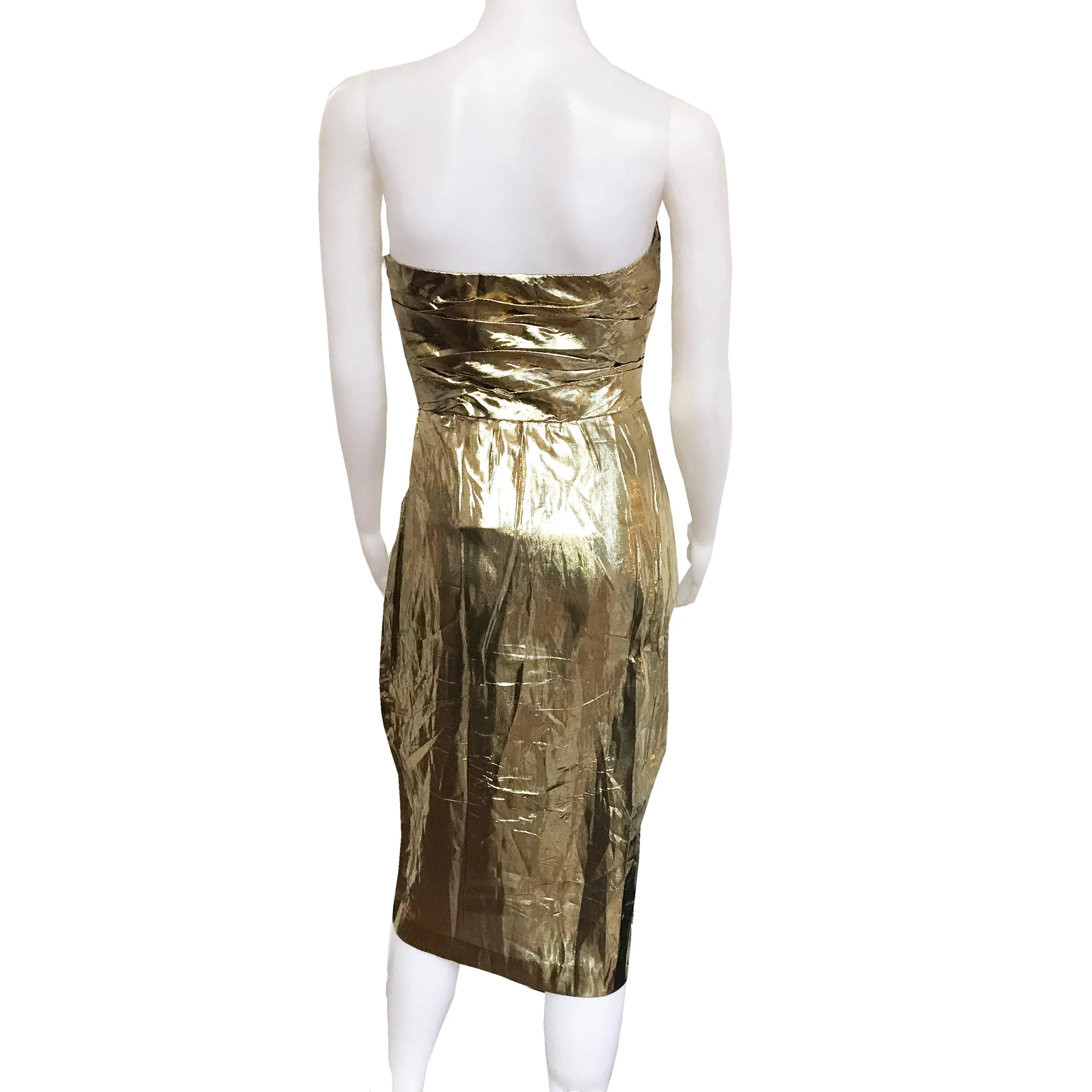 Vintage 1980s Jackie Bernard Gold Lamé Dress