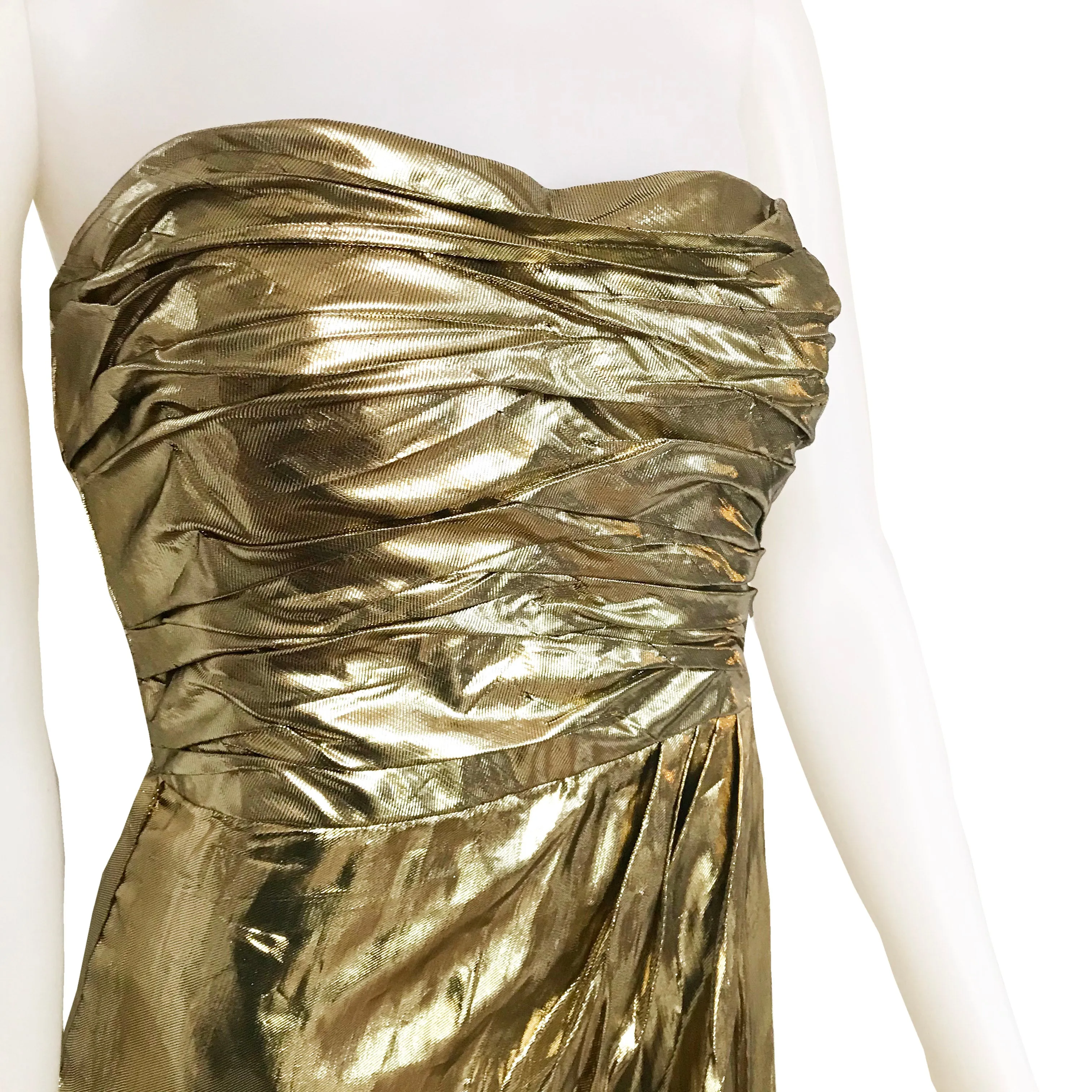 Vintage 1980s Jackie Bernard Gold Lamé Dress