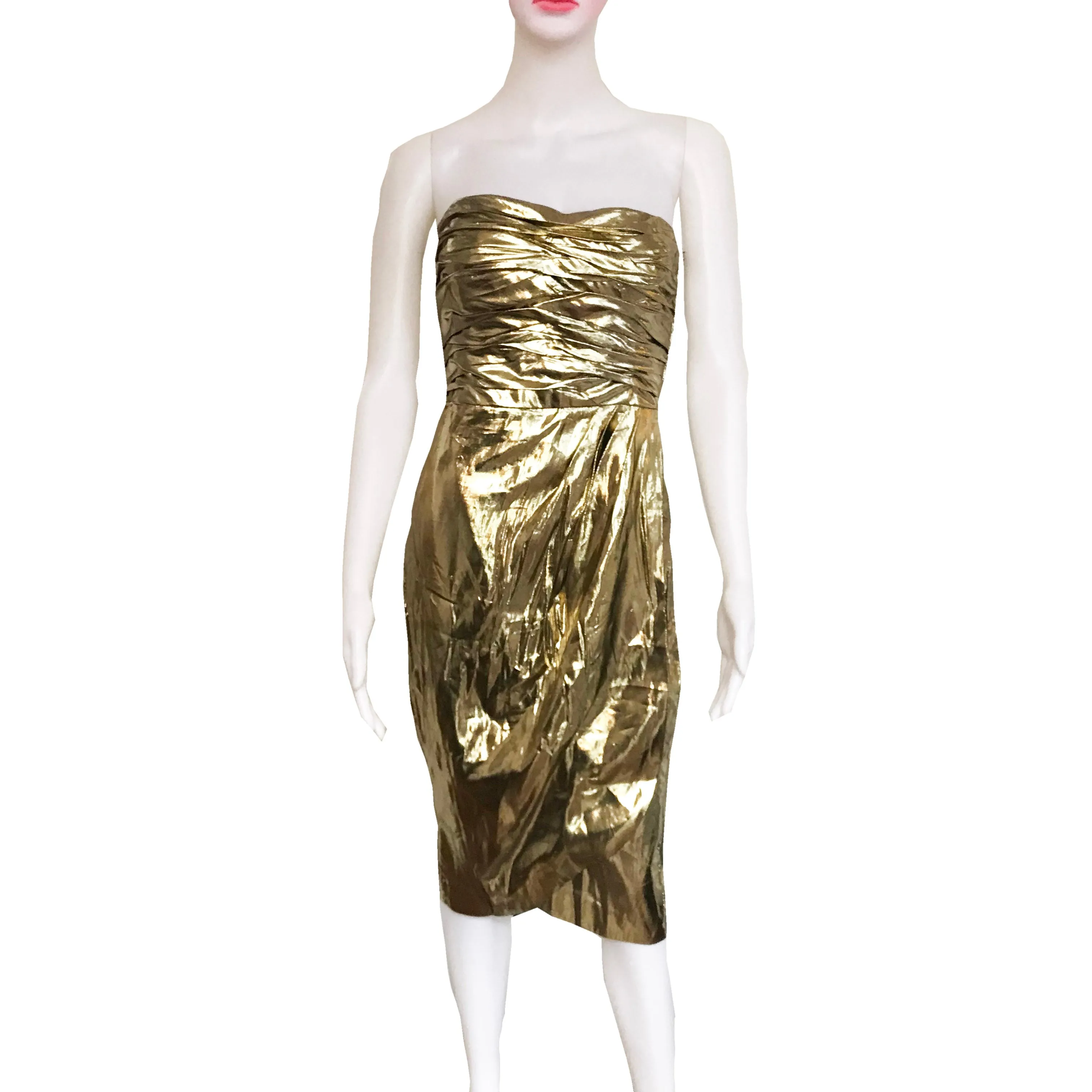 Vintage 1980s Jackie Bernard Gold Lamé Dress