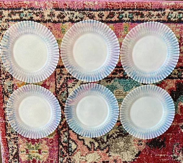 Vintage Depression Glass Plates - 1930s Macbeth Evans Petalware Monax Plates - set of 6 Mid Century Modern