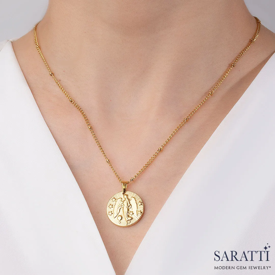 Vintage Inspired Zodiac Necklace in Gold