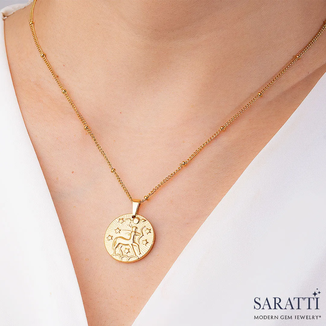 Vintage Inspired Zodiac Necklace in Gold