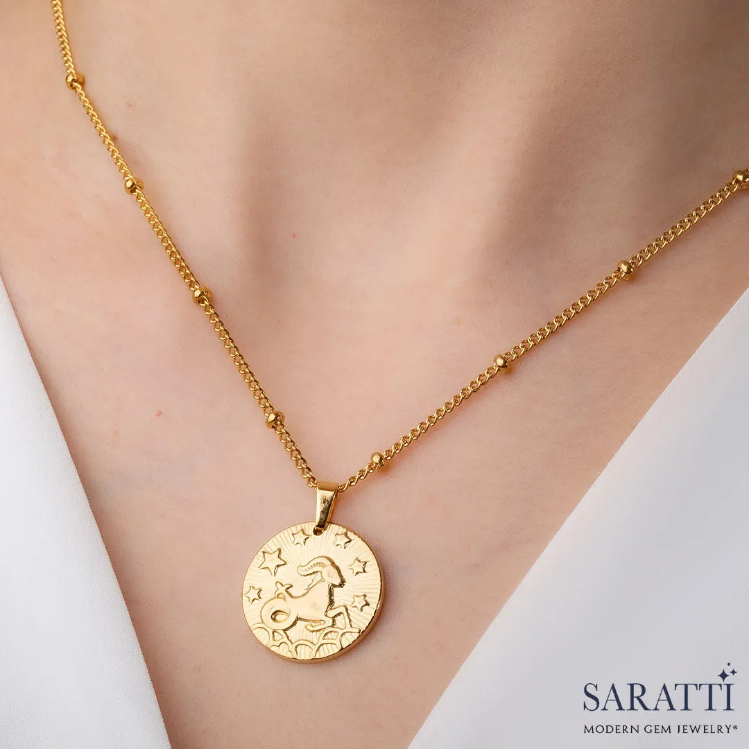 Vintage Inspired Zodiac Necklace in Gold