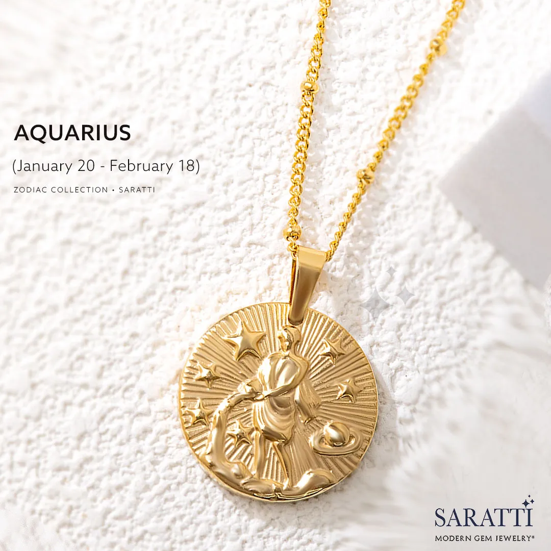 Vintage Inspired Zodiac Necklace in Gold