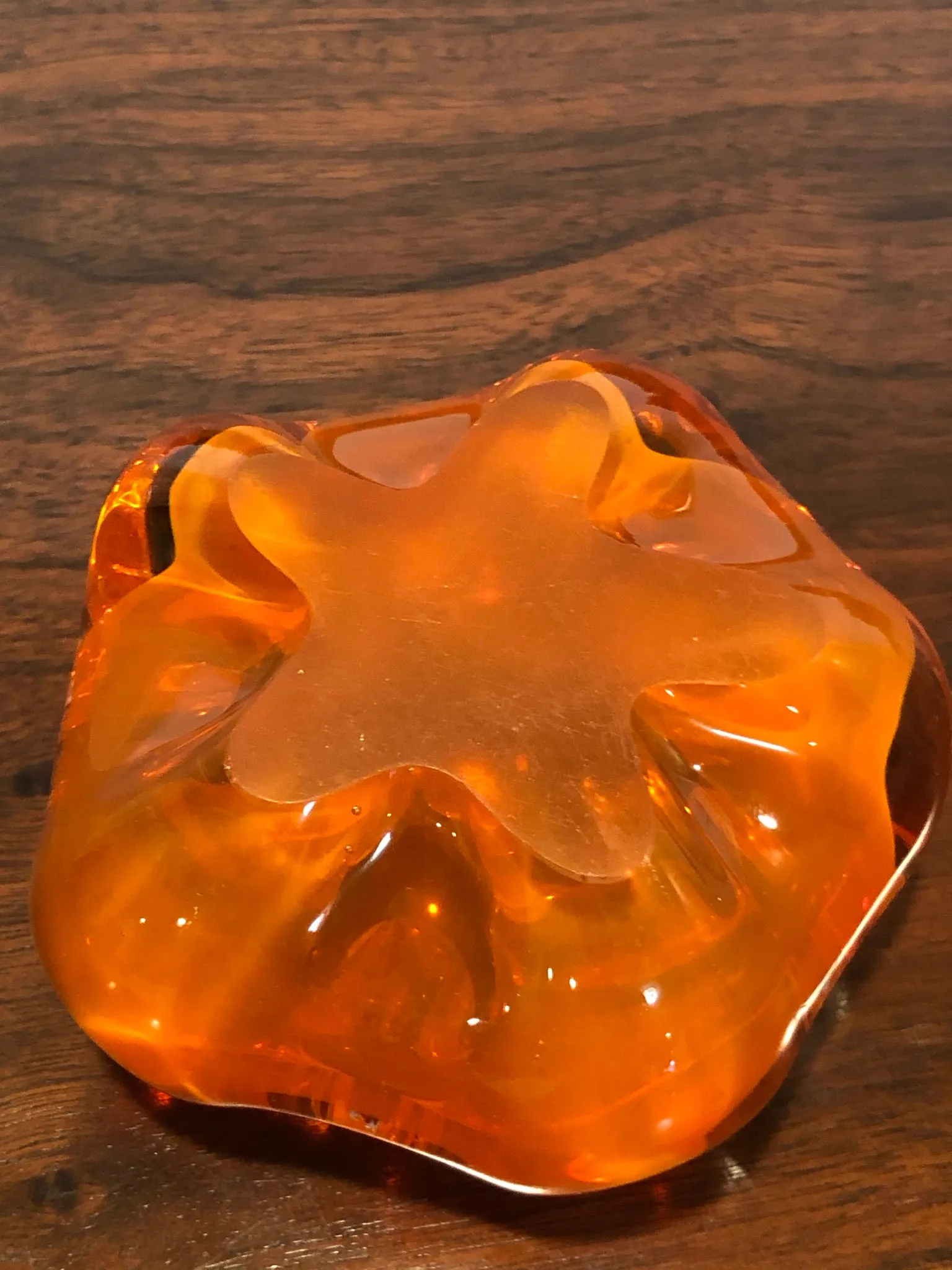 Vintage Mod MURANO Orange Art Glass Bowl | Trinket Dish | Ashtray