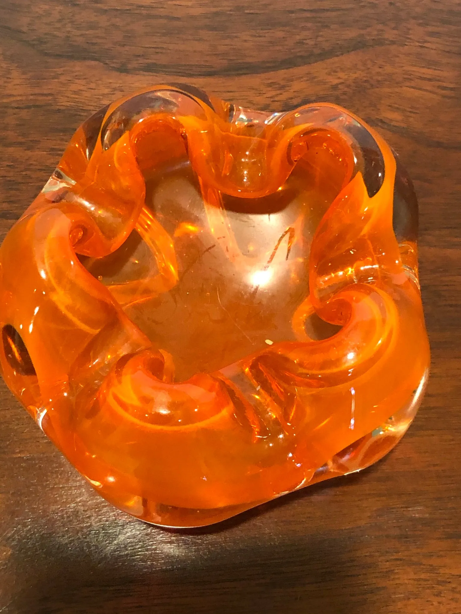 Vintage Mod MURANO Orange Art Glass Bowl | Trinket Dish | Ashtray