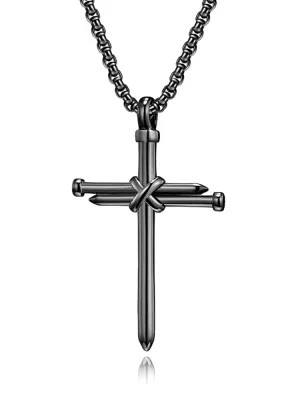 Vintage Nail Cross Pendant with Chain