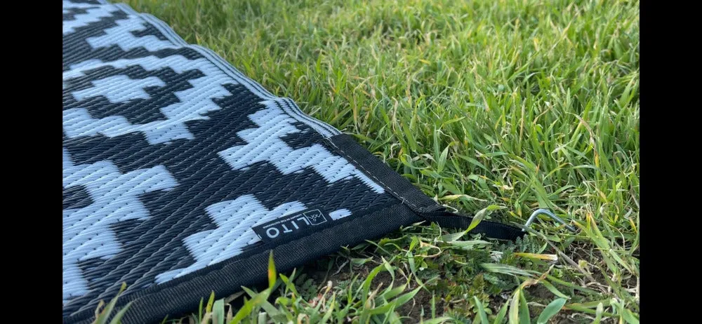 Waterproof Outdoor Camping Rug  - Reversible, Gray and White