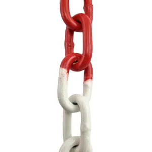 Welded Steel Chain - Red and White Alternating Powder Coated