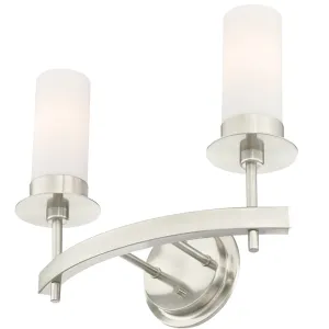 Westinghouse 6327200 2 Light Wall Brushed Nickel Finish with Frosted Opal Glass