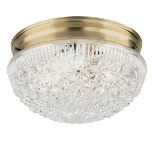 Westinghouse 6661000 2 Light Flush Antique Brass Finish with Clear Faceted Glass