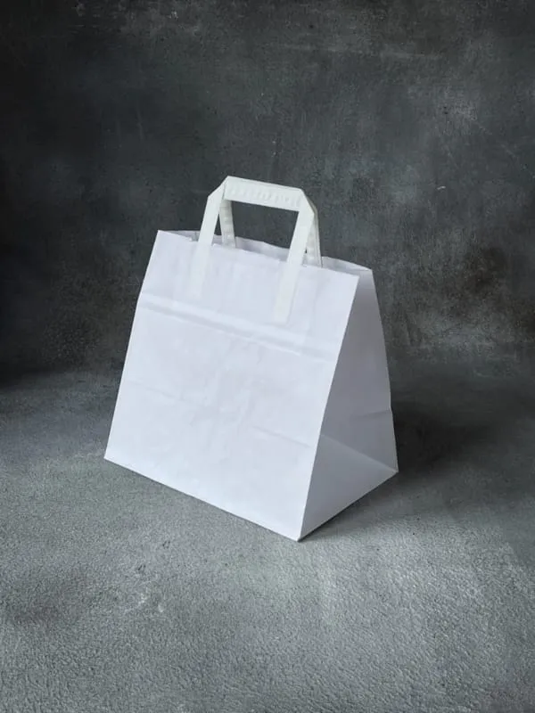 White Kraft Folded Handle Paper Bags