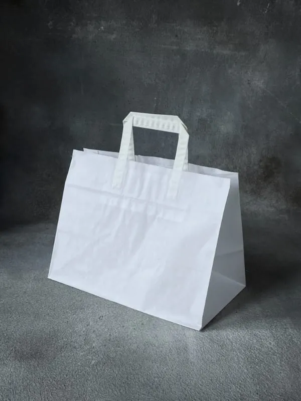 White Kraft Folded Handle Paper Bags