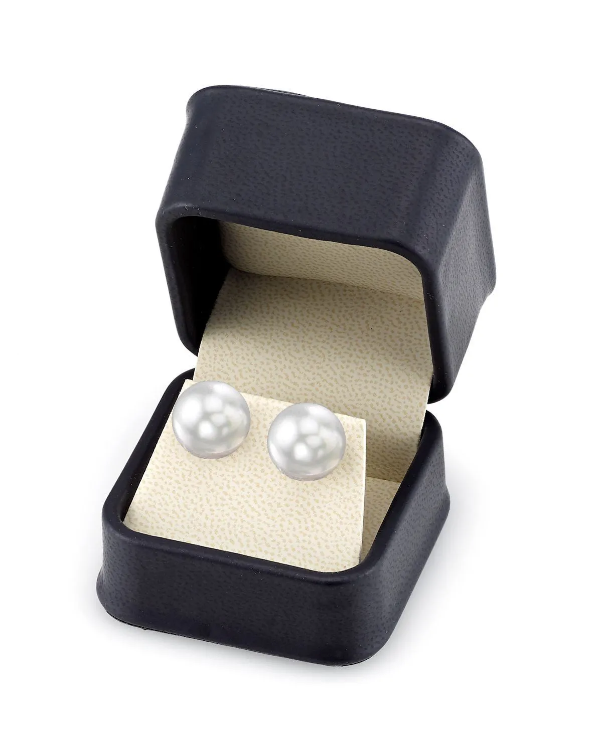 White South Sea Round Pearl Stud Earrings, 13.0-14.0mm