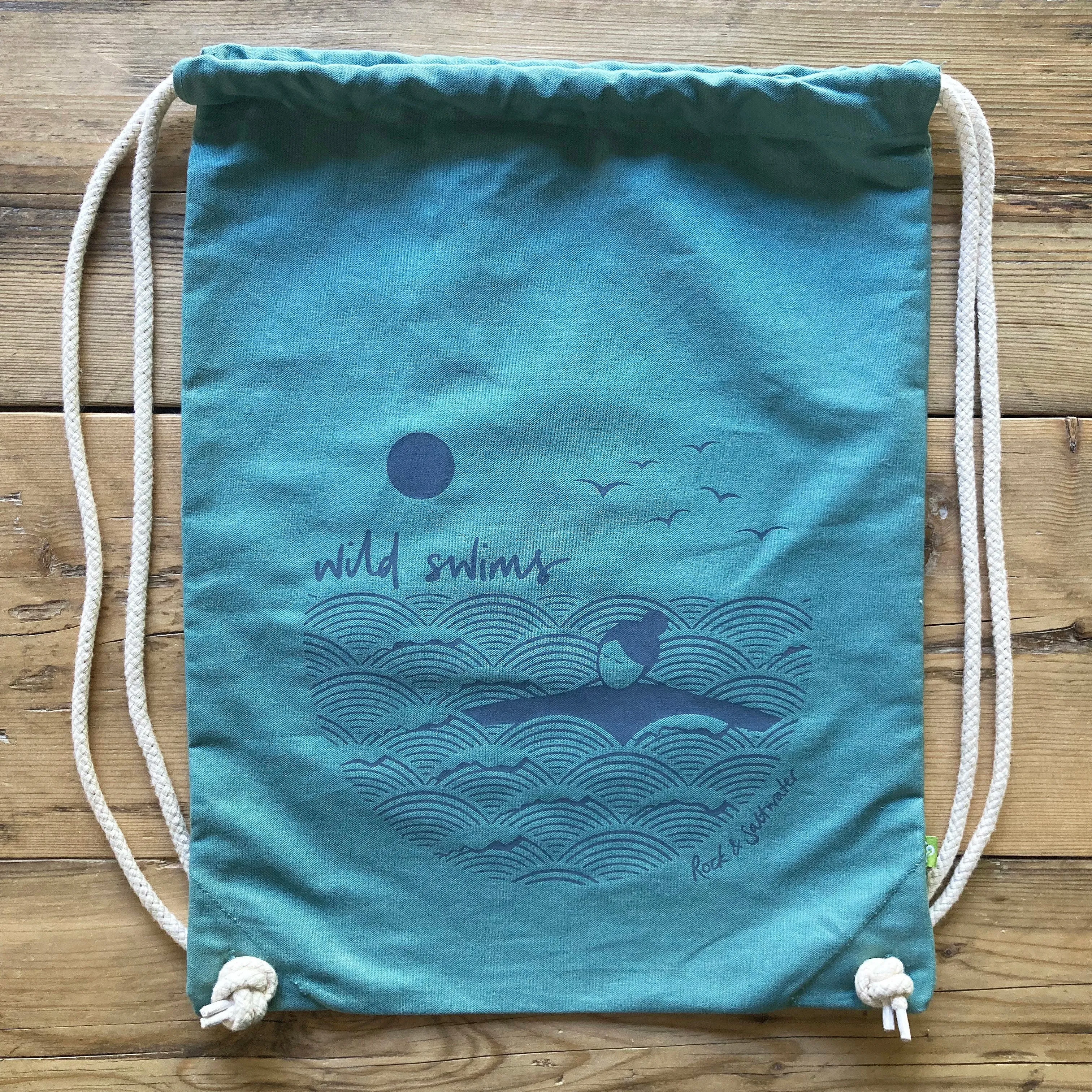 Wild swims organic cotton canvas bag