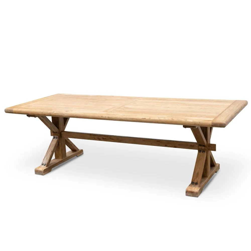 Winston Reclaimed 3m Elm Wood Dining Table - Rustic Natural