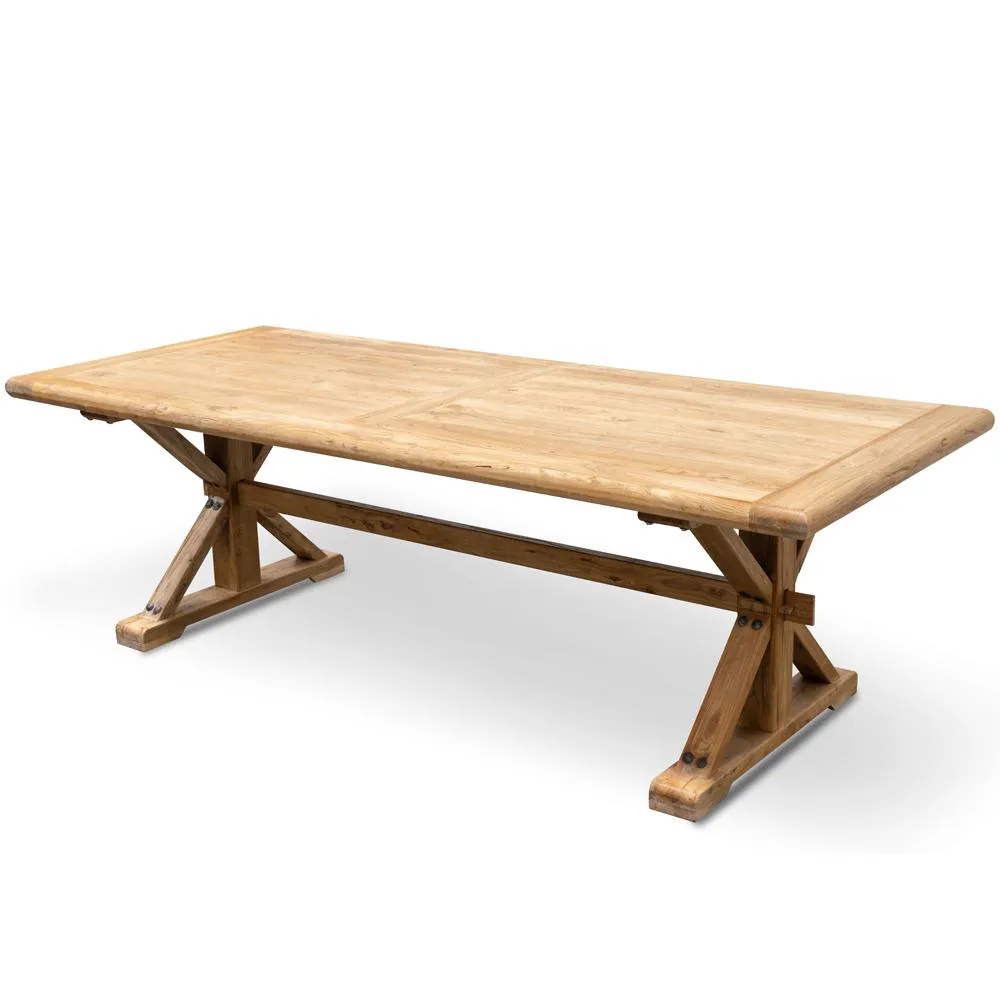 Winston Reclaimed 3m Elm Wood Dining Table - Rustic Natural