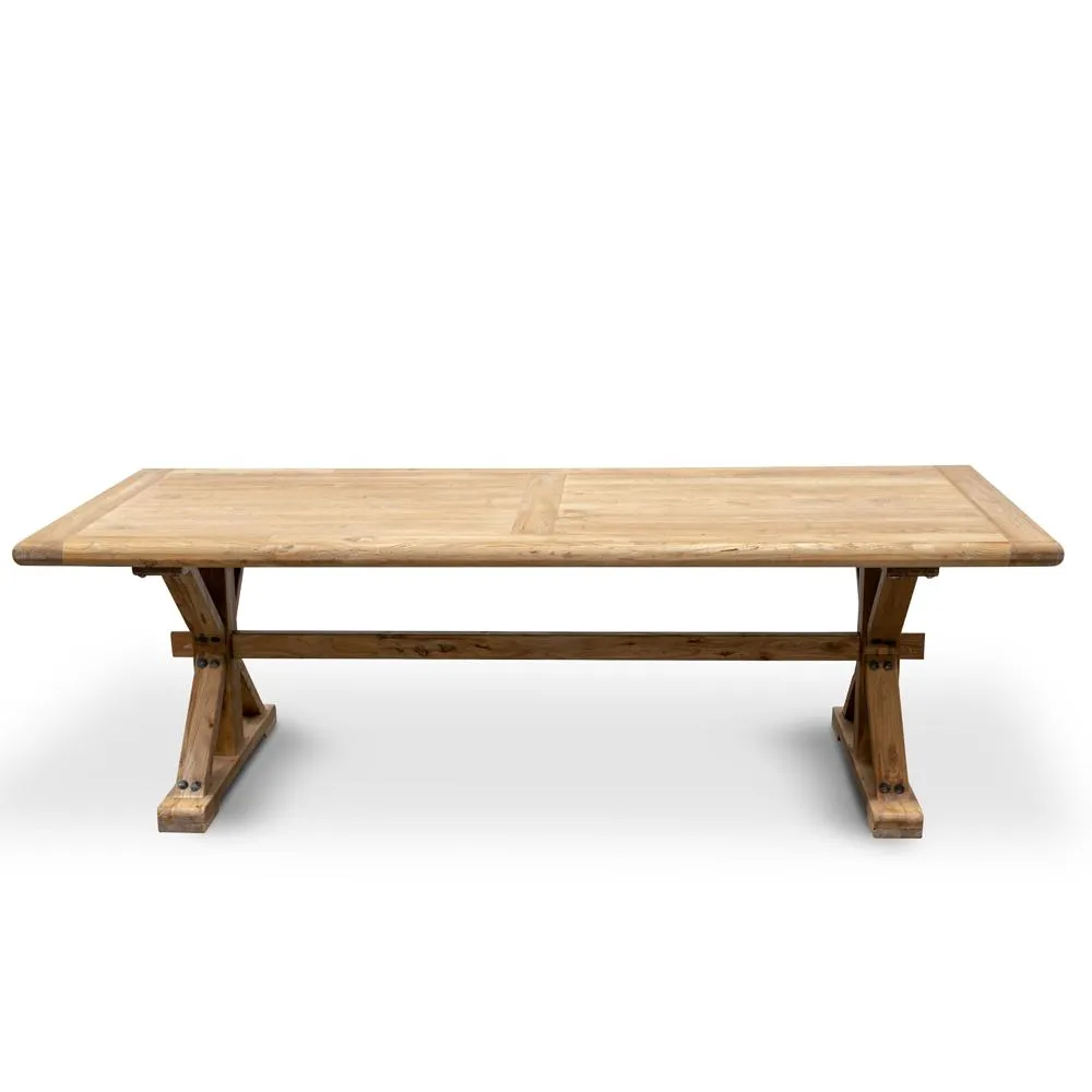 Winston Reclaimed 3m Elm Wood Dining Table - Rustic Natural