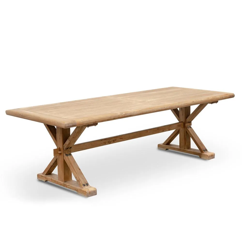 Winston Reclaimed 3m Elm Wood Dining Table - Rustic Natural