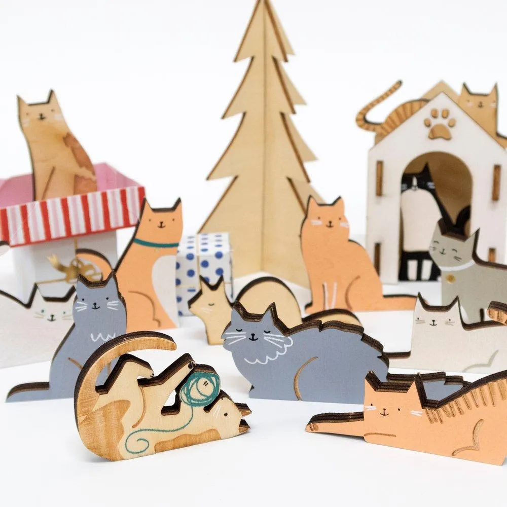 Wooden Cat Advent Calendar