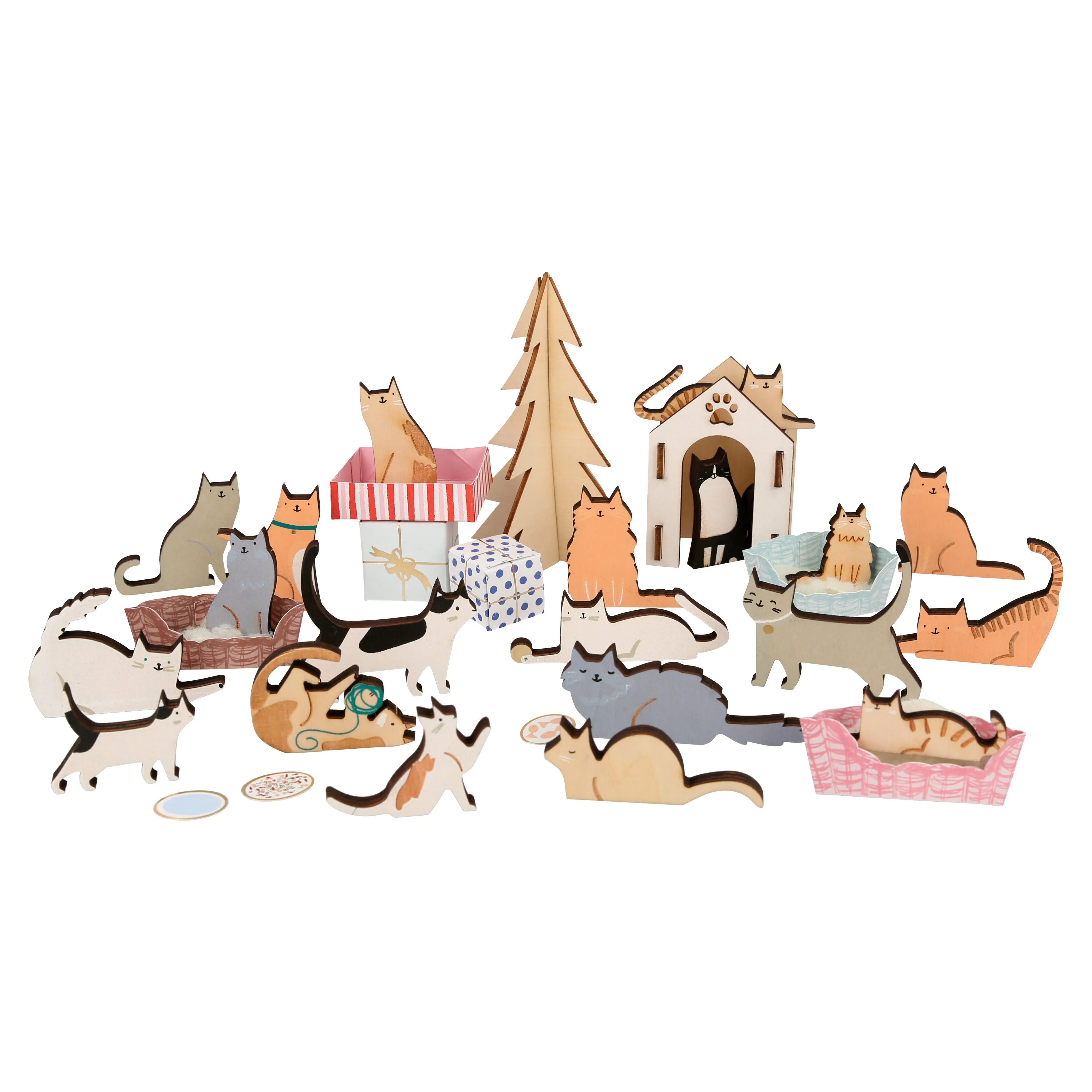 wooden cat advent calendar