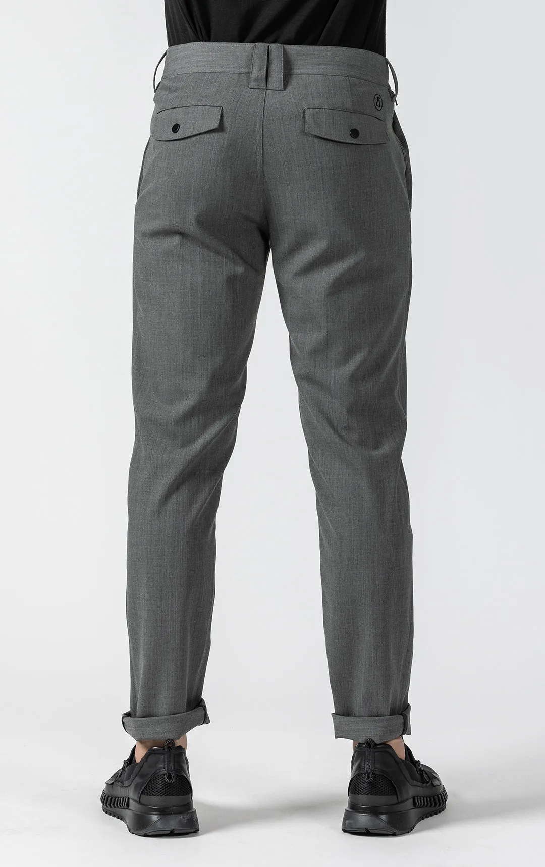 WOOL BLEND SLIM LEG TROUSER