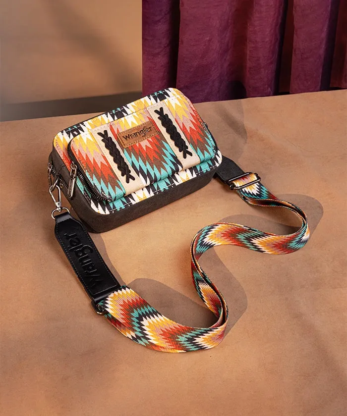 Wrangler Southwestern Pattern Dual Sided Print Crossbody Purse